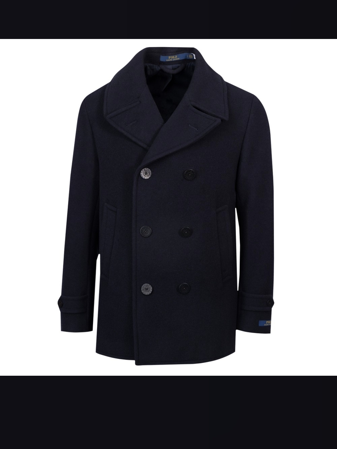 Polo By Ralph Lauren Dark Navy Double-Breasted Wool Peacoat